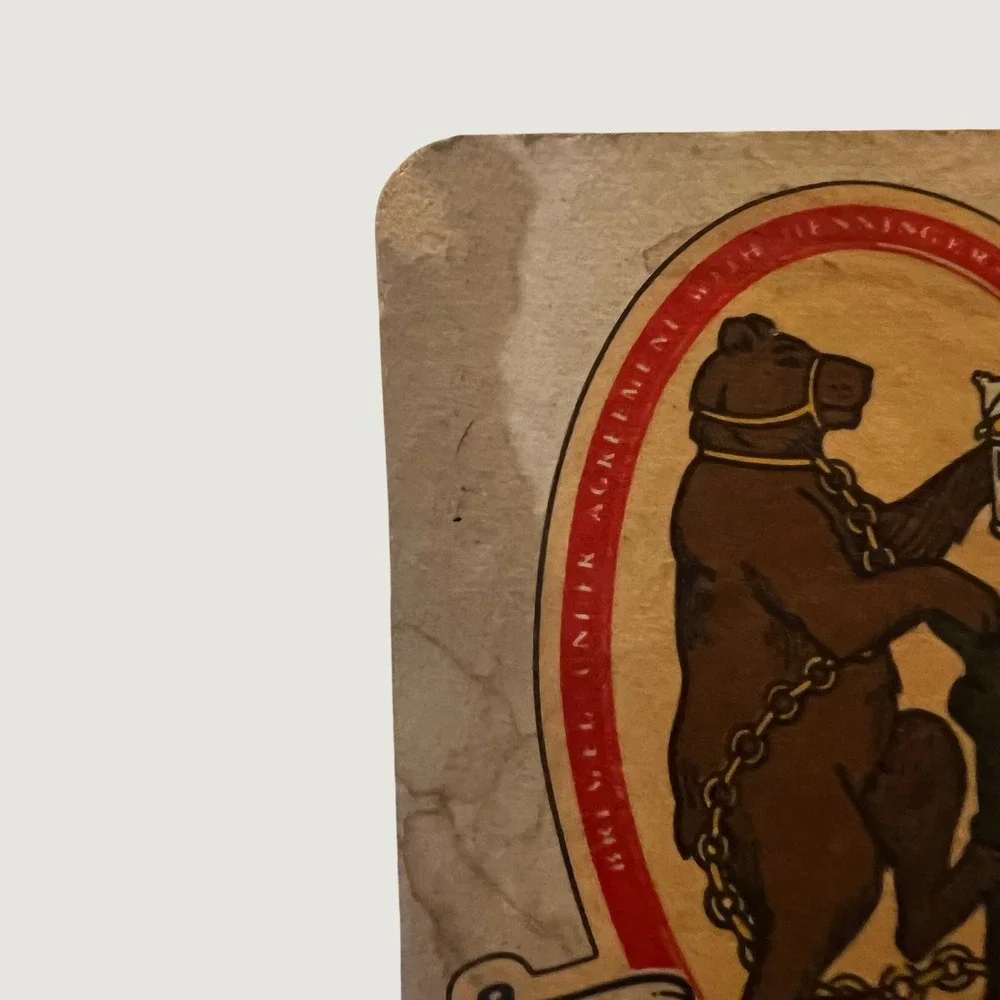 Hofmeister Beer Mat Tan Vintage George the Bear Lager Coaster Advertising
